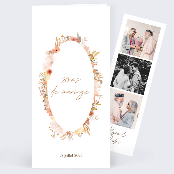 Invitation anniversaire mariage Flower of Fall Allongé