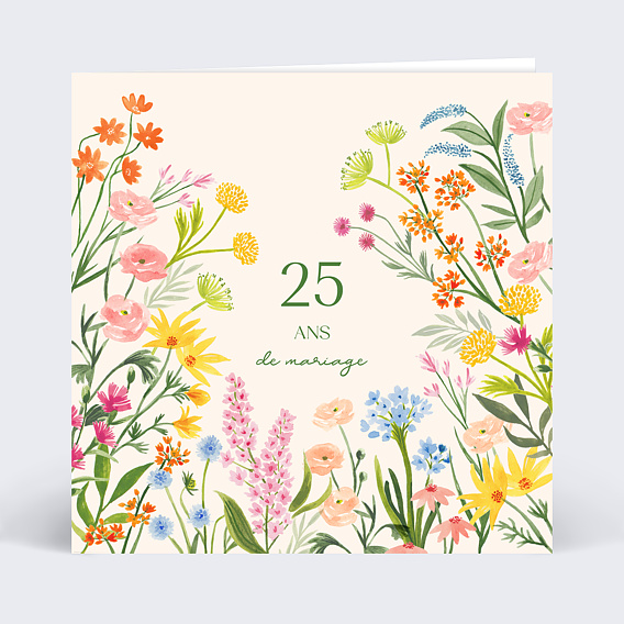 Invitation anniversaire mariage Jardin Romantique