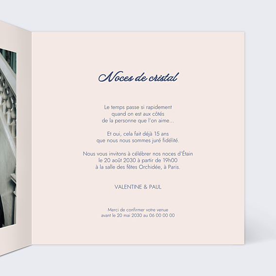 Invitation anniversaire de mariage Notre histoire à la main