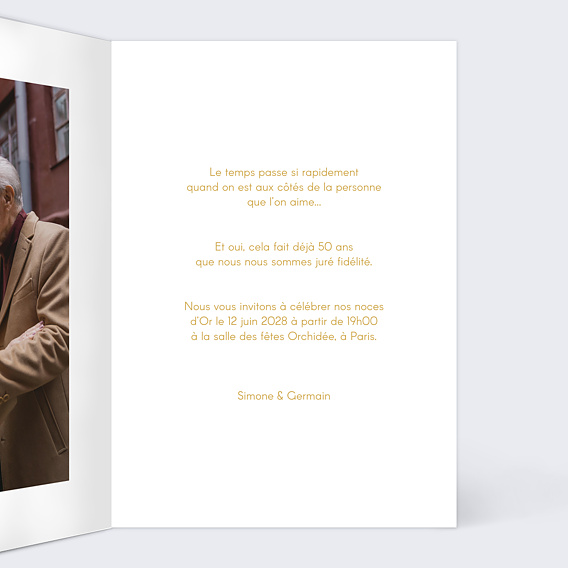 Invitation anniversaire mariage 50 années d'amour Intérieur Droit