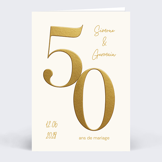 Invitation anniversaire mariage 50 années d'amour