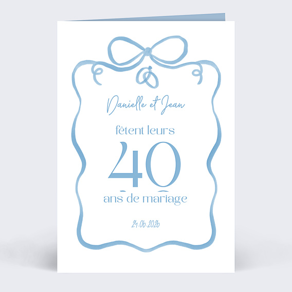 Invitation anniversaire mariage Alliances et Ruban