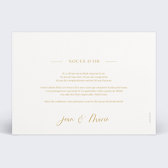Invitation anniversaire de mariage Lettering