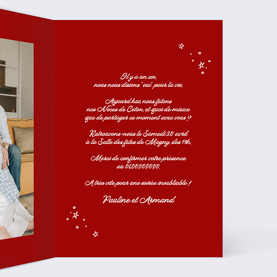 Invitation anniversaire mariage Gâteau Dessiné Intérieur Droit