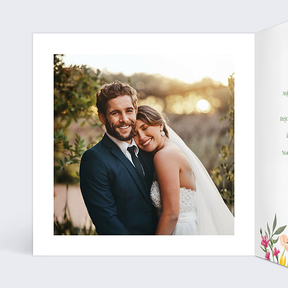 Invitation anniversaire mariage Jardin Romantique Intérieur Gauche