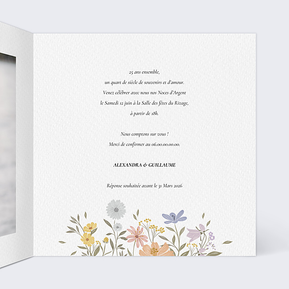 Invitation anniversaire de mariage Idylle Bucolique