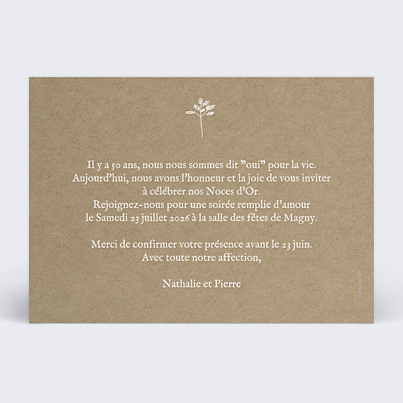 Invitation anniversaire de mariage Bouquet Champêtre