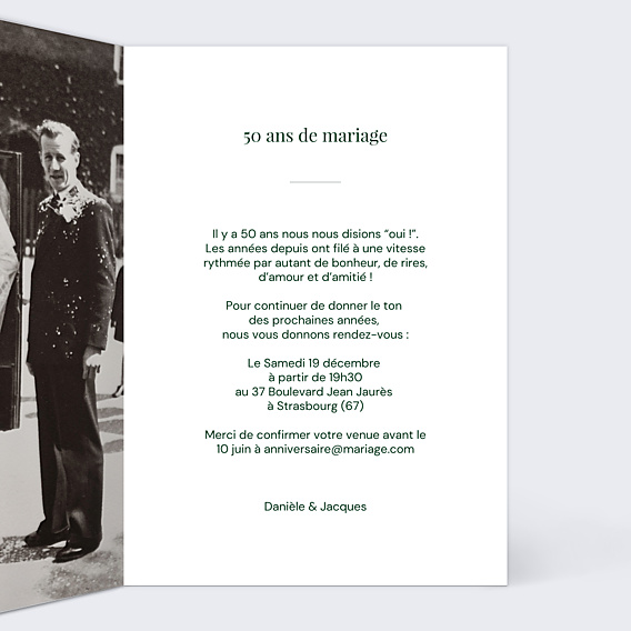 Invitation anniversaire de mariage Portrait minimaliste aligné