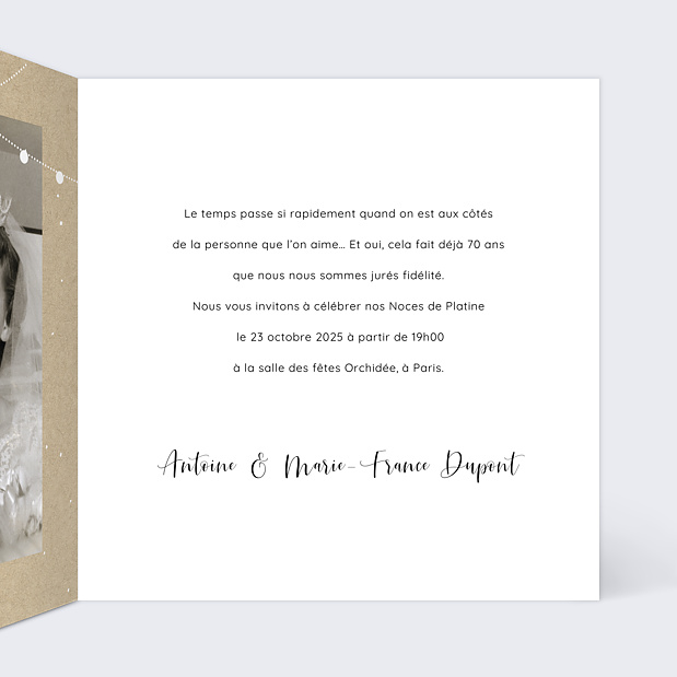 Invitation Anniversaire de Mariage Guirlandes Intérieur Droit