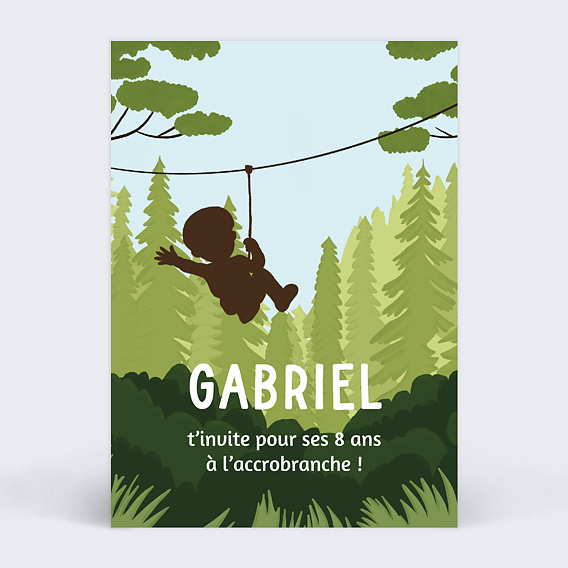 Invitation anniversaire enfant Accrobranche