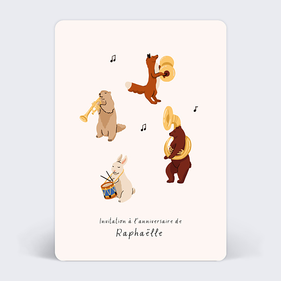 Carte d'invitation anniversaire enfant animaux de la jungle - Fête