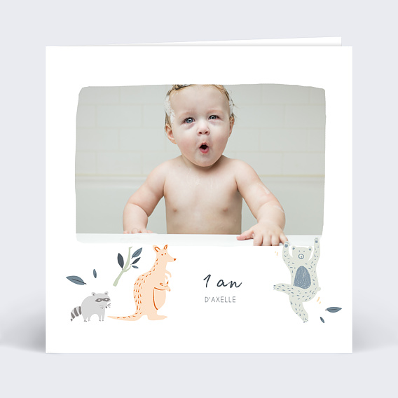 Invitation anniversaire enfant Animaux Sauvages