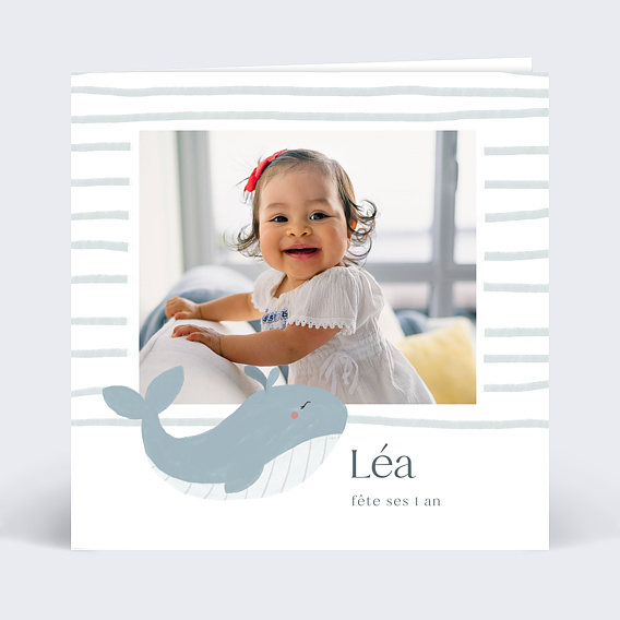 Invitation anniversaire enfant Baleine Bleue