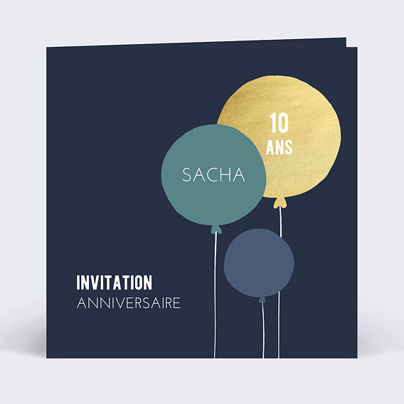 Carte d'invitation d'anniversaire thème des ballons