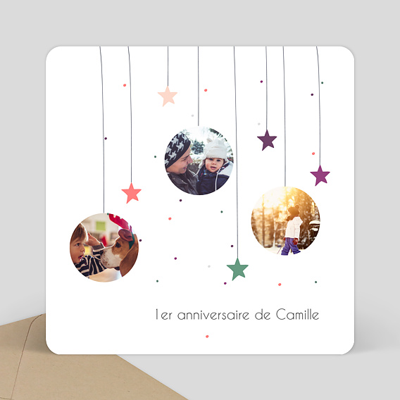 Invitation Anniversaire Enfant Boules et étoiles
