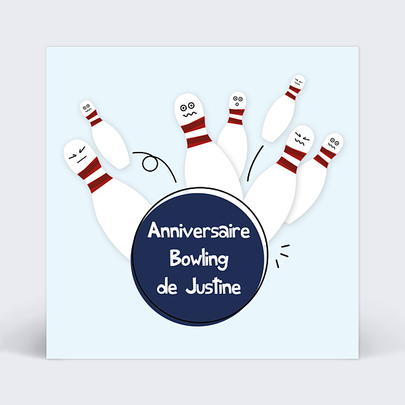 Carte d'invitation anniversaire bowling