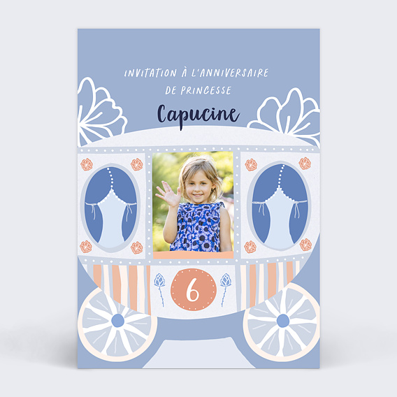 Invitation anniversaire enfant Carrosse de Princesse