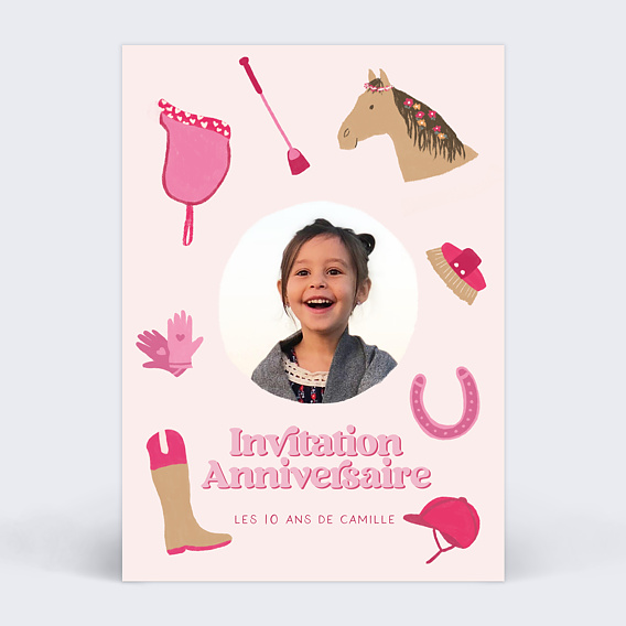 Invitation anniversaire enfant Cavalière