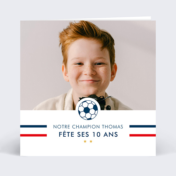 8 cartes d'Invitation thème FOOT Chacha - Anniversaire sportif enfants