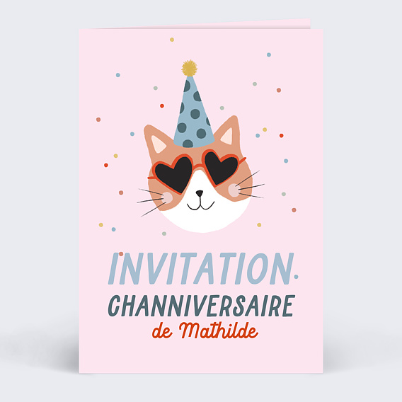 Invitation anniversaire enfant Chat Festif