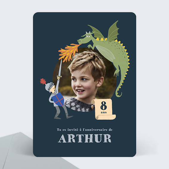 Invitation Anniversaire Enfant Chevalier et Dragon