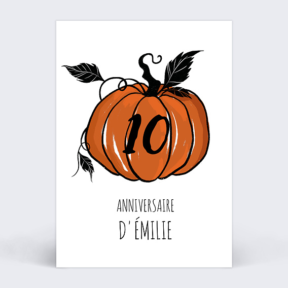 Invitation Anniversaire Enfant Citrouille Orange