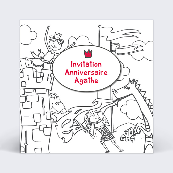 Invitation anniversaire enfant Coloriage Château