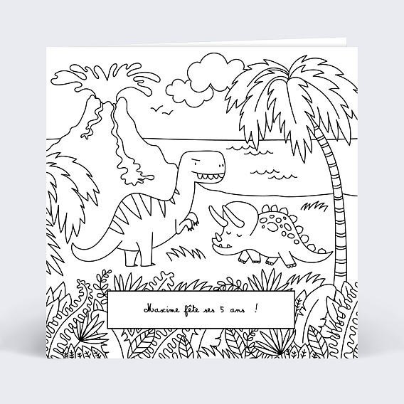 Invitation Anniversaire Coloriage Dinosaure Popcarte Invitation Anniversaire Coloriage Dinosaure Popcarte