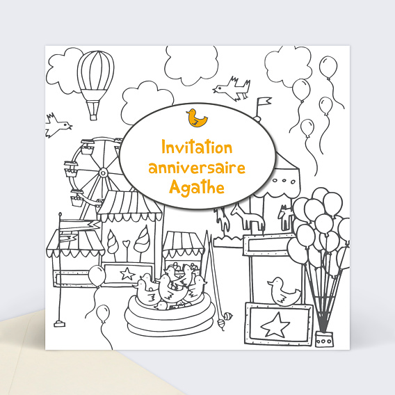 Invitation Anniversaire Enfant Coloriage Fête Foraine