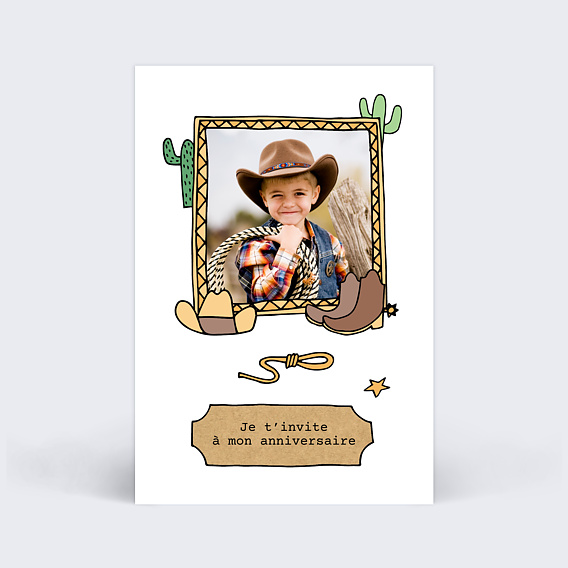 Invitation anniversaire enfant Cowboy
