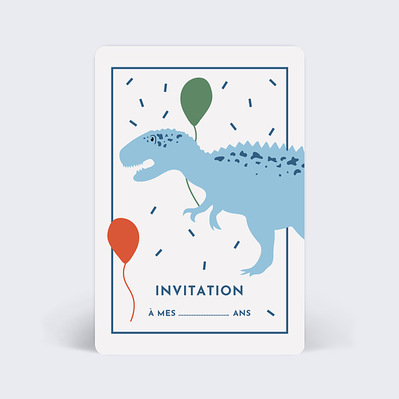 Invitation Anniversaire Enfant Dinosaure et Ballons