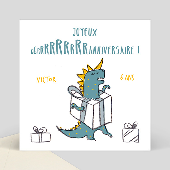 Carte d'invitation anniversaire dinosaure