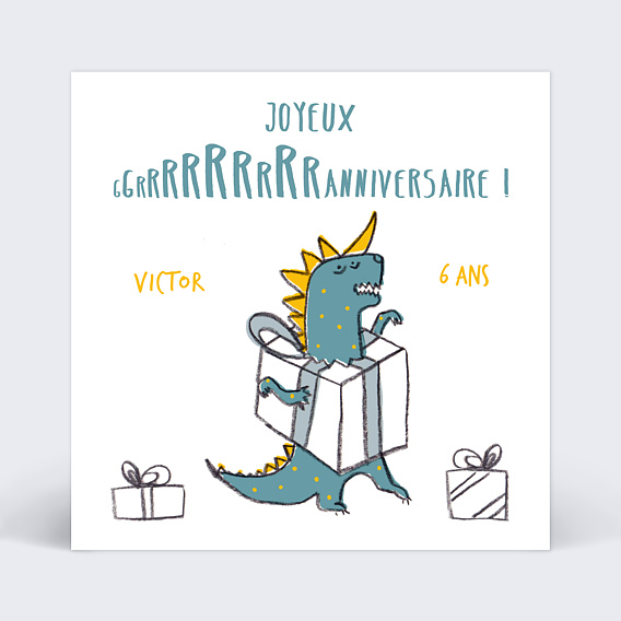 Invitation anniversaire dinosaure originale carte à gratter virtuelle