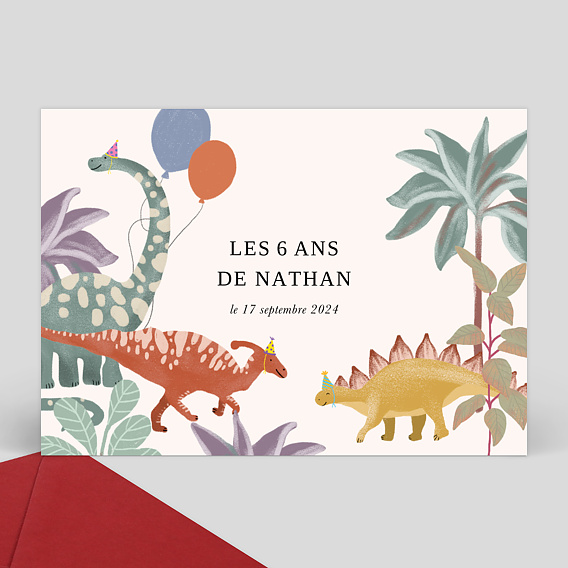 Invitation Anniversaire Enfant Dinosaures Festifs