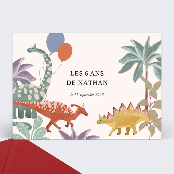 Invitation anniversaire dinosaure - Popcarte