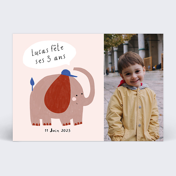 Invitation anniversaire enfant Éléphant