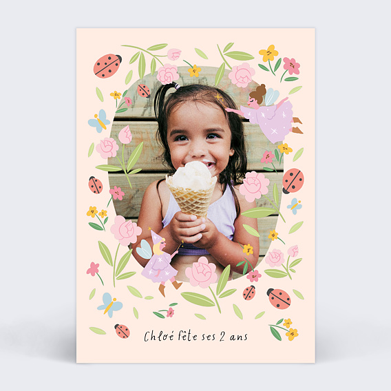 Invitation anniversaire enfant Fée du jardin
