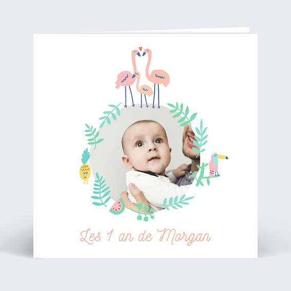 Invitation anniversaire enfant Flamants Roses
