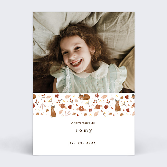 Invitation anniversaire enfant Frise Renard