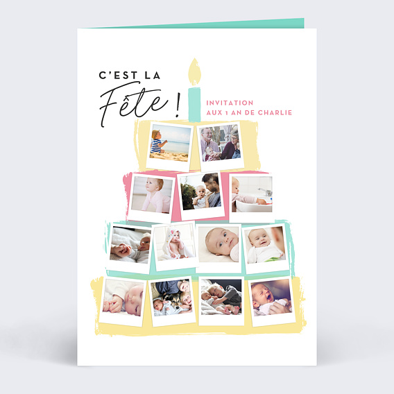 Invitation anniversaire enfant Gâteau d'Anniversaire