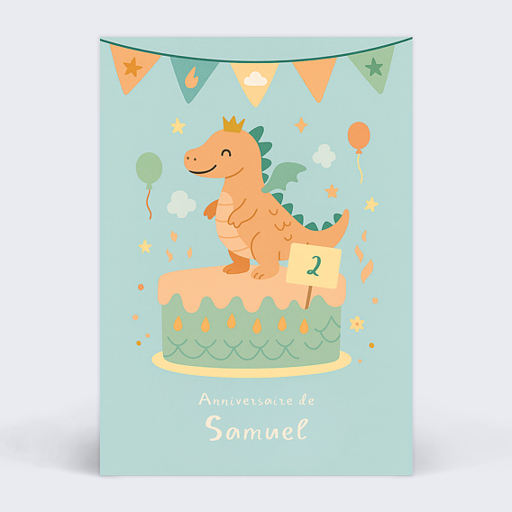 Invitation anniversaire enfant Gâteau dragon