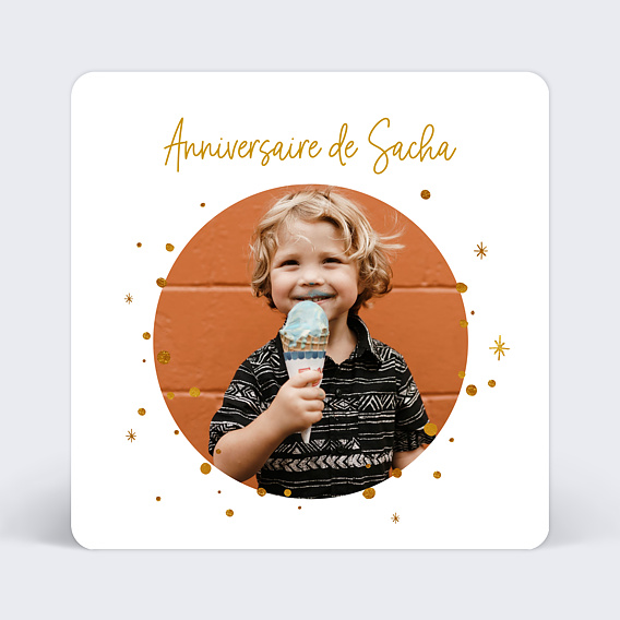 Invitation anniversaire enfant Golden Dots
