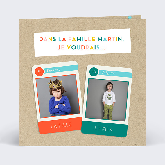 Invitation anniversaire enfant Jeu des 7 Familles