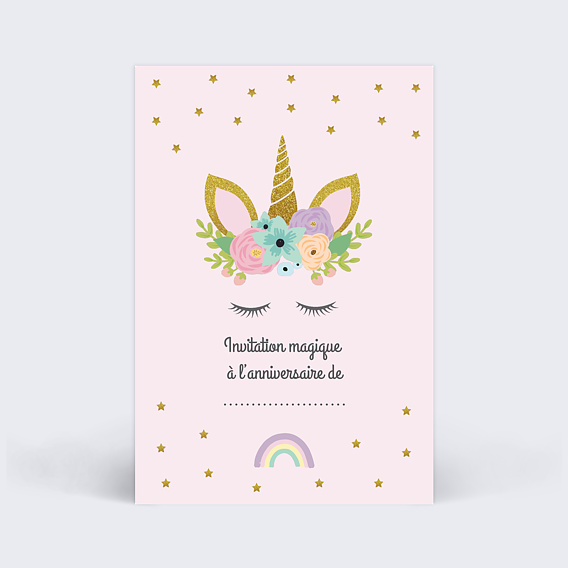 Invitation anniversaire enfant Jolie licorne