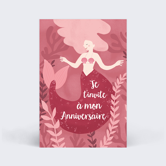 Invitation anniversaire enfant Jolie Sirène
