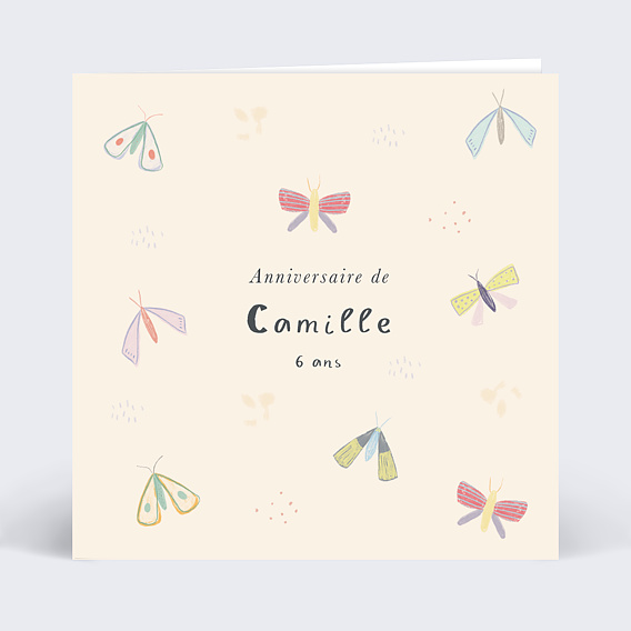 Invitation anniversaire enfant Jolis Papillons