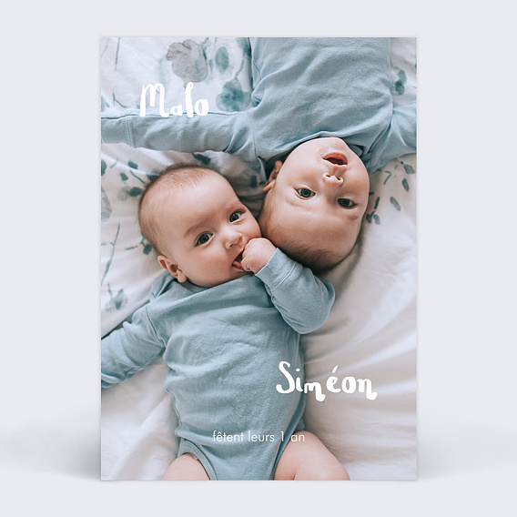 Invitation anniversaire enfant Jumeaux Modernes