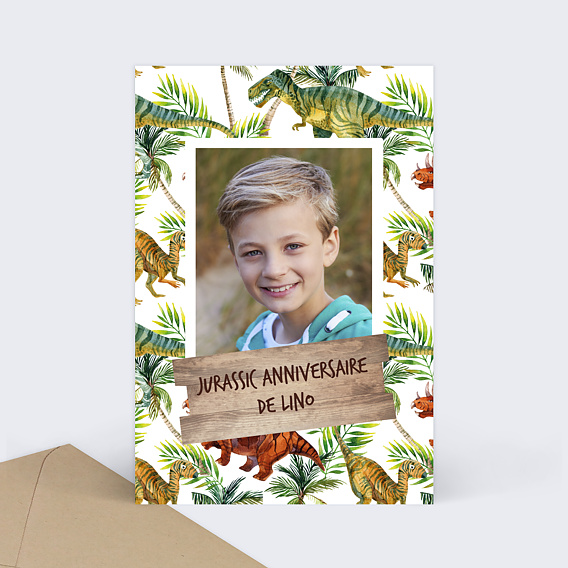 Invitation anniversaire dinosaure - Popcarte