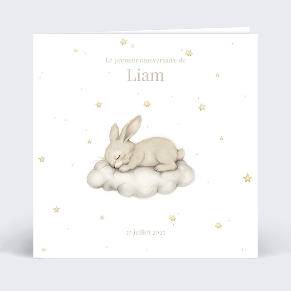 Invitation anniversaire enfant Lapin Mignon