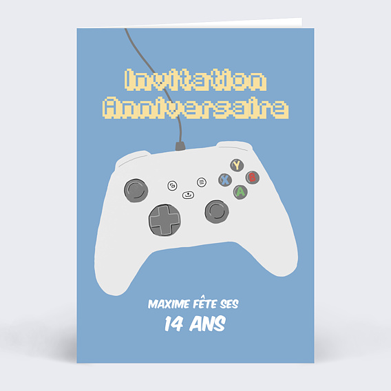 Invitation anniversaire enfant Level Up